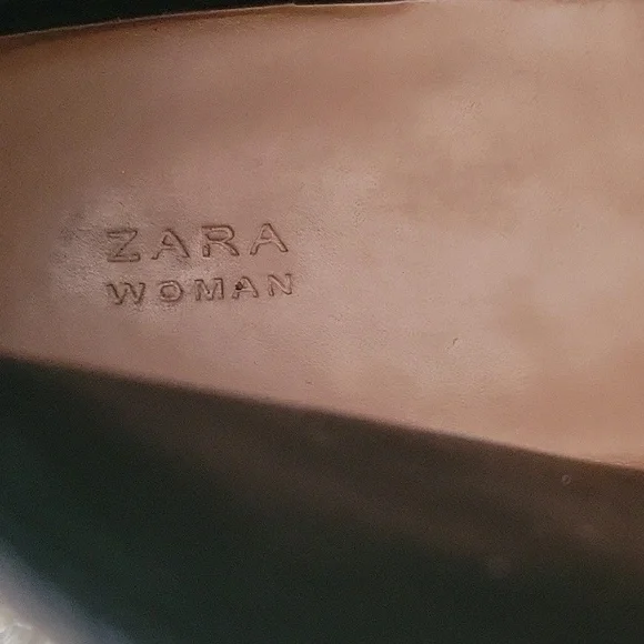 Zara Flat Leather Ankle Boots cow Furskin Size 41 Poited Toes Lace-up - Picture 5 of 10